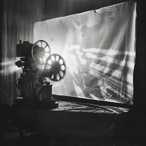 复古电影放映机特写，象征电影技术的百年演进